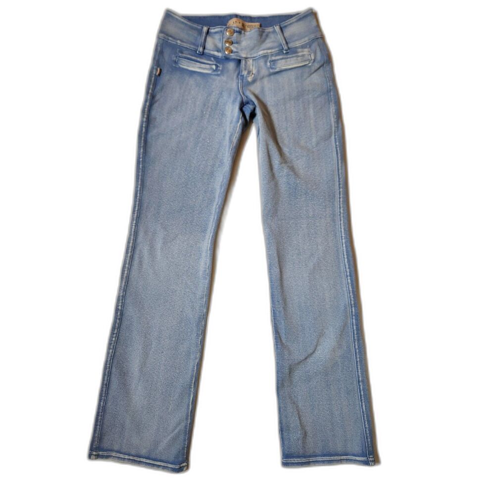 Beverly Jeans USA 7 Bootcut Denim Triple Button Waist Light Wash Peru